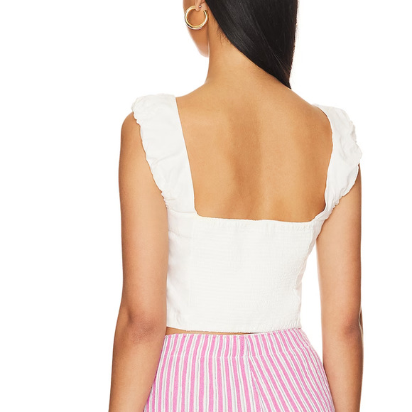 Free People cropped ASHLEY TANK TOP | Size L White, NEW N1 - Picture 4 of 8